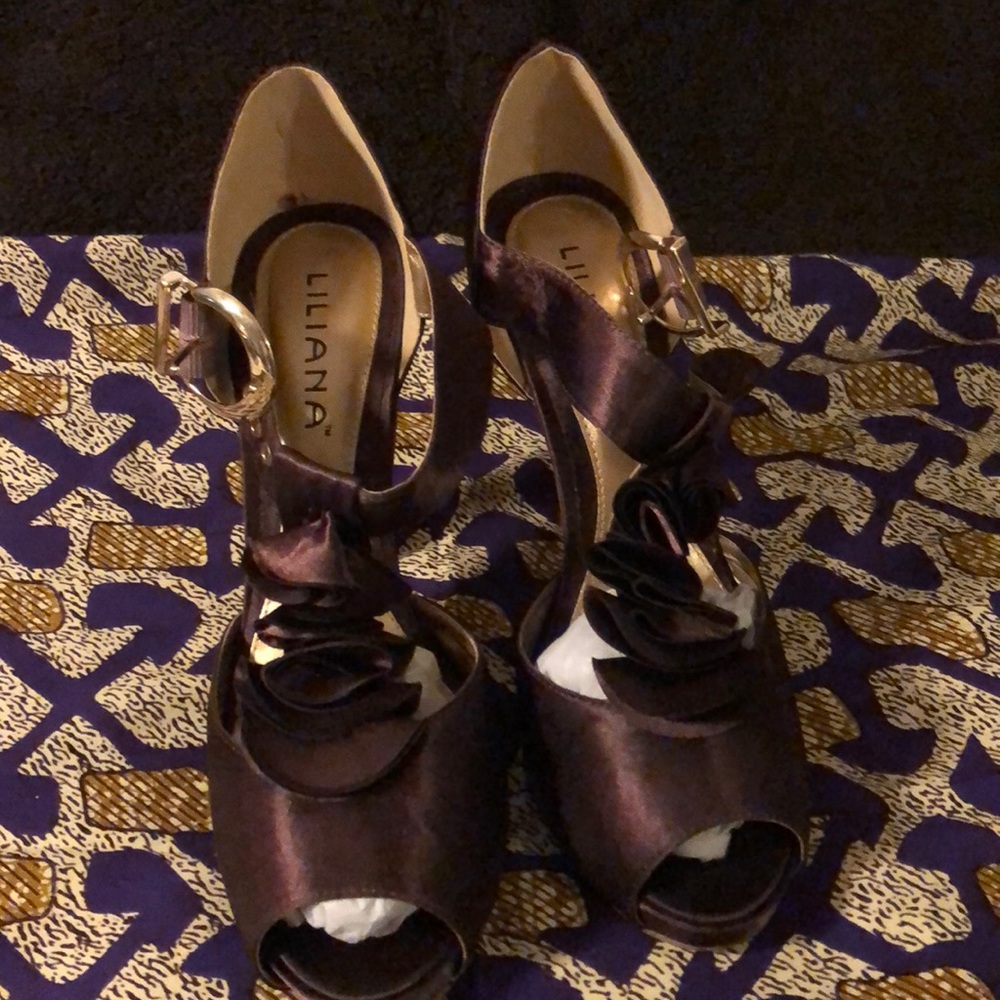 Liliana Brown Satin Heels